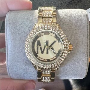 Michael Kors Crystal-Embellished Gold Watch